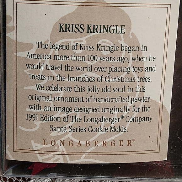 Longaberger 1991 Pewter Kris Kringle Ornament in Original Box - Picture 4 of 4